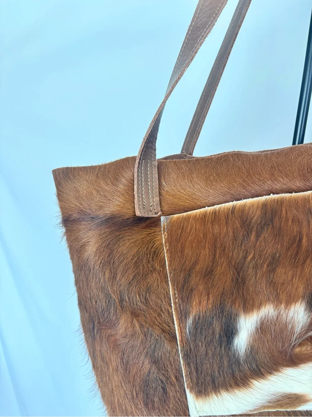 Hair-on-Hide Brown and White Cowhide Tote